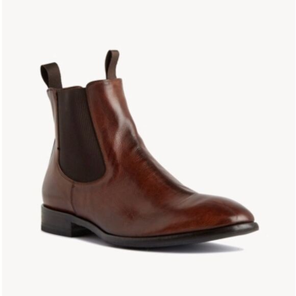 MONTE ROSSO Men's Cognac Brown Distressed Leather Chelsea Boots